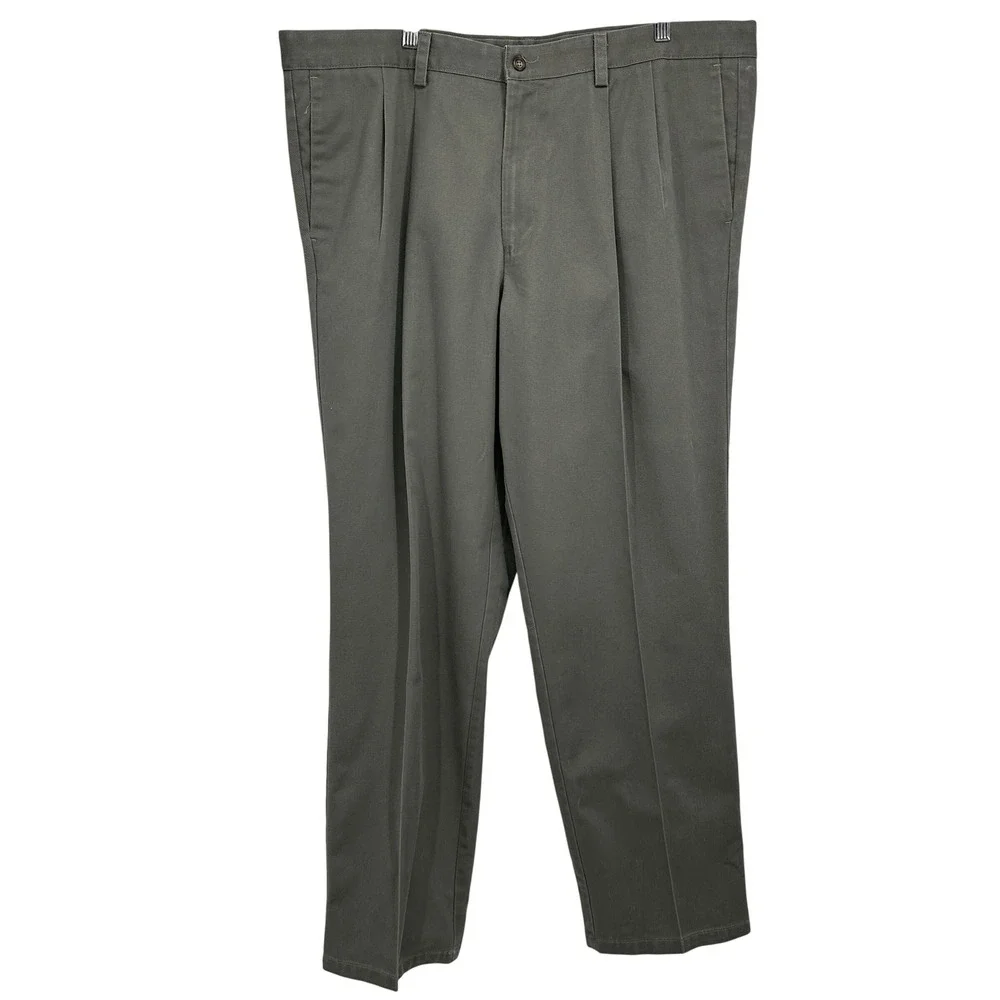 Dockers Individual Fit Pleated Classic Fit Pants Mens 42x34 Olive Green Y2K